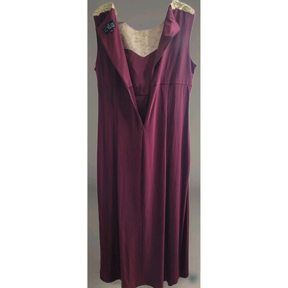 Alex Evenings Women's Plus 20W Wine Gold Lace Beaded Formal Gown NWT Black Tie - Picture 8 of 9